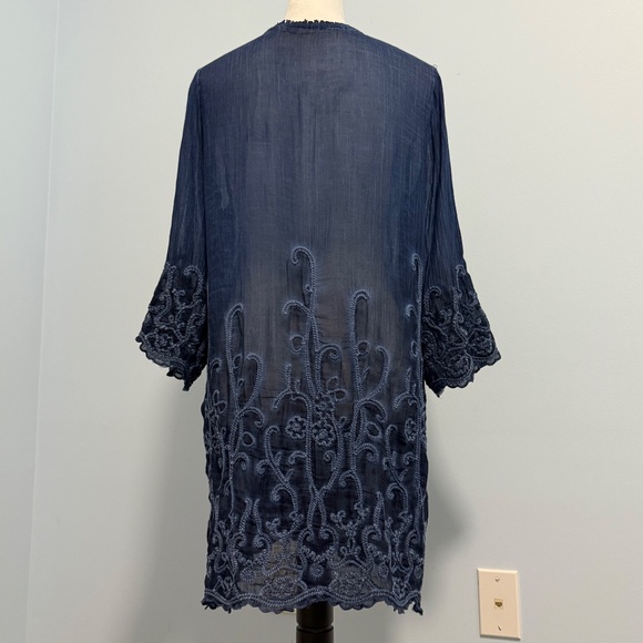 Soft Surroundings Lucy Topper Twilight Embroidered Lace Blue Cardigan Size S - Picture 4 of 9